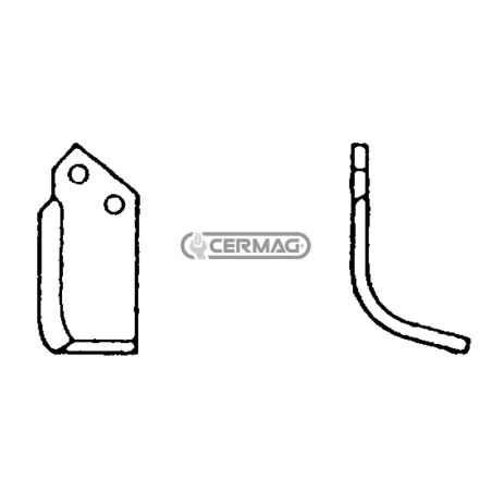 Azada curva derecha Diámetro del orificio 11,5 mm Distancia entre centros 57 mm Placa 75x6 mm 55426 | NewgardenAgri.com