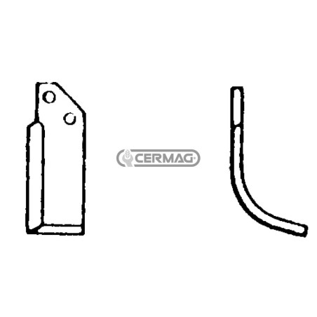 Azada curva izquierda Diámetro del orificio 10,5 mm Distancia entre centros 28 mm Placa 50x6 mm 55536 | NewgardenAgri.com