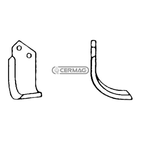 Azada curva izquierda Diámetro del orificio 14,5 mm Distancia entre centros 57 mm Placa 80x7 mm 55564 | NewgardenAgri.com