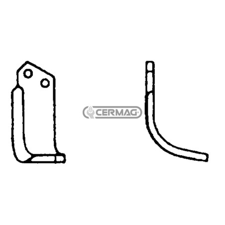 Azada curva izquierda Diámetro del orificio 14,5 mm Distancia entre centros 46 mm Placa 70x8 mm 55641 | NewgardenAgri.com
