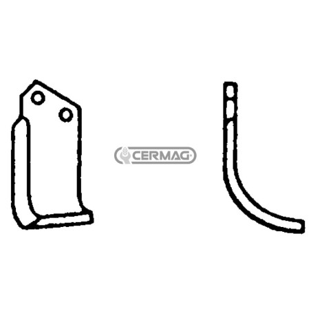 Azada curva izquierda Diámetro del orificio 14,5 mm Distancia entre centros 46 mm Placa 80x8 mm 55643 | NewgardenAgri.com