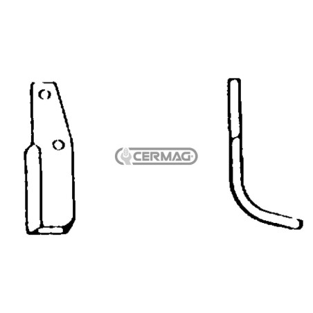 Rechts gebogene Hacke, Lochdurchmesser 10,5 mm, Mittenabstand 99 mm, Platte 60 x 6 mm, 55721 | NewgardenAgri.com
