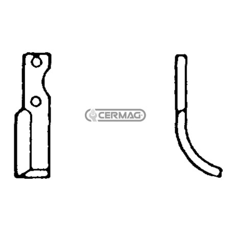 Azada curva derecha Diámetro del orificio 12,5 mm Distancia entre centros 105 mm Placa 40x8 mm 55794 | NewgardenAgri.com