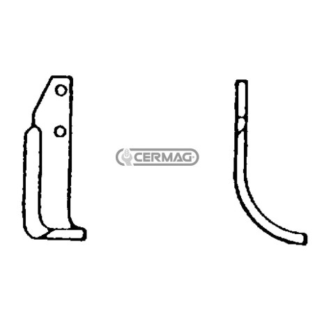 Azada curva izquierda Diámetro del orificio 10,5 mm Distancia entre centros 76 mm Placa 60x6 mm 56934 | NewgardenAgri.com