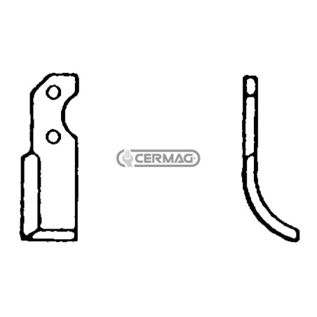 Azada curva derecha Diámetro del orificio 10,5 mm Distancia entre centros 76 mm Placa 50x6 mm 56941 | NewgardenAgri.com
