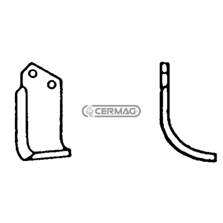 Azada curva derecha Diámetro del orificio 12,5 mm Distancia entre centros 46 mm Placa 60x8 mm 56953 | NewgardenAgri.com