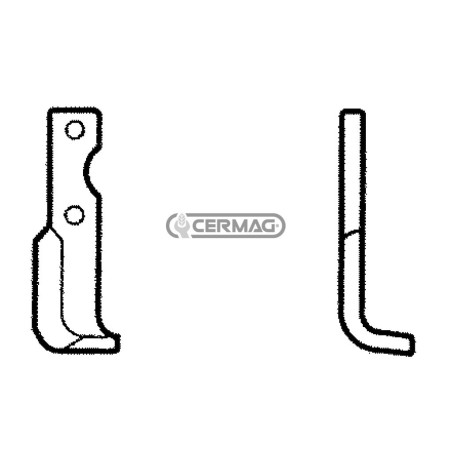 Azada curva derecha Diámetro del orificio 8,5 mm Distancia entre centros 72 mm Placa 35x6 mm 56985 | NewgardenAgri.com