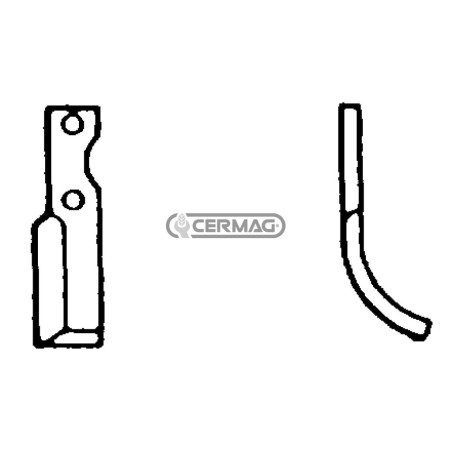 Azada curva derecha Diámetro del orificio 8,5 mm Distancia entre centros 72 mm Placa 30x6 mm 56989 | NewgardenAgri.com