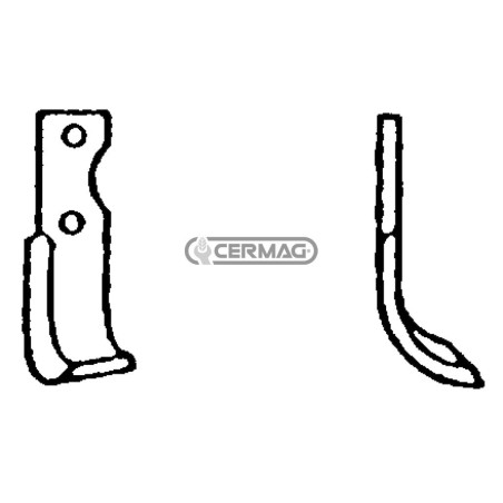 Azada curva derecha Diámetro del orificio 10,5 mm Distancia entre centros 76 mm Placa 45x6 mm 57005 | NewgardenAgri.com