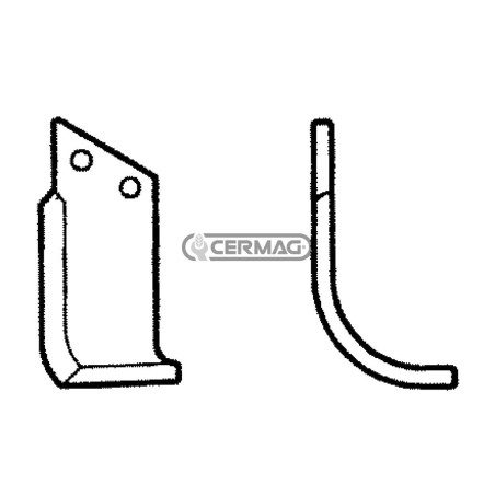 Azada curva izquierda Diámetro del orificio 14,5 mm Distancia entre centros 50 mm Placa 80x8 mm 57018 | NewgardenAgri.com