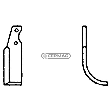 Azada curva derecha Diámetro del orificio 10,5 mm Distancia entre centros 70 mm Placa 45x6 mm 57023 | NewgardenAgri.com