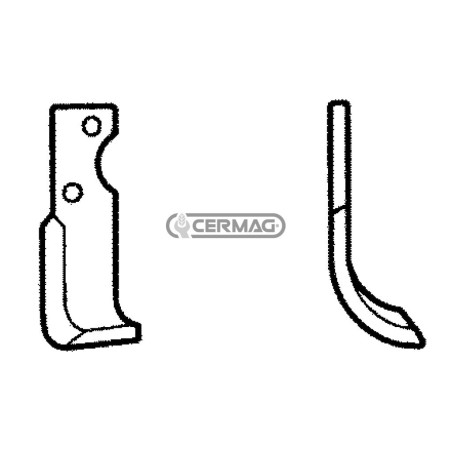 Azada curva derecha Diámetro del orificio 10,5 mm Distancia entre centros 70 mm Placa 40x5 mm 57031 | NewgardenAgri.com