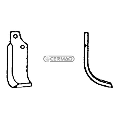 Azada curva derecha Diámetro del orificio 12,5 mm Distancia entre centros 42 mm Placa 60x6 mm 57033 | NewgardenAgri.com