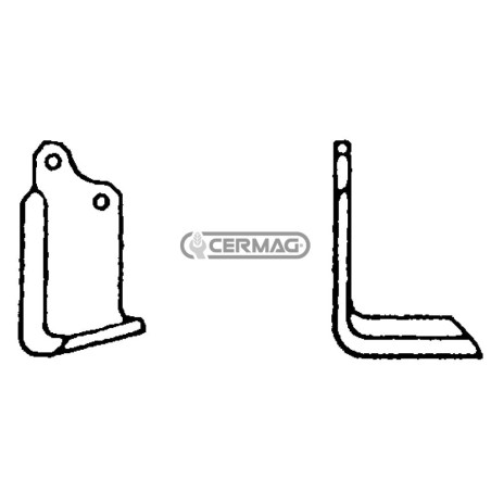 Azada cuadrada derecha Diámetro del orificio 14,5 mm Distancia entre centros 55 mm Placa 80x7 mm 57037 | NewgardenAgri.com