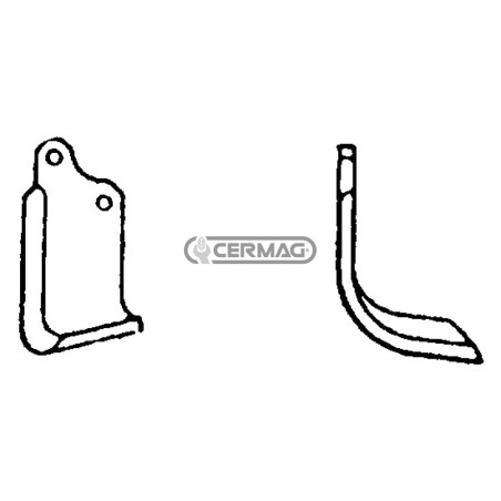 Azada curva izquierda Diámetro del orificio 14,5 mm Distancia entre centros 55 mm Placa 80x7 mm 57040 | NewgardenAgri.com