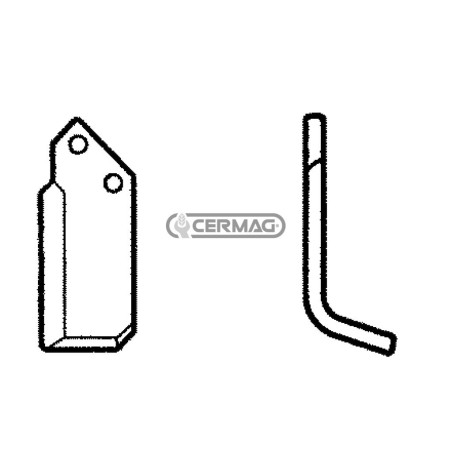 Azada curva izquierda Diámetro del orificio 10,5 mm Distancia entre centros 27 mm Placa 40x6 mm 57054 | NewgardenAgri.com