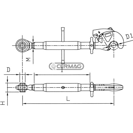 Braccio terzo punto con gancio automatico Min - Max 590 - 830 mm 50372 CBM | NewgardenAgri.com