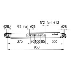 Brazo elevador inferior para placa FIAT 100x20 mm 50289