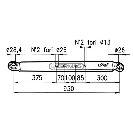 Brazo elevador inferior para placa FIAT 100x20 mm 50289