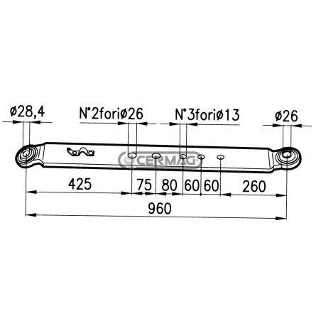 Braccio inferiore di sollevamento per FIAT Piatto 100x20 mm 50533