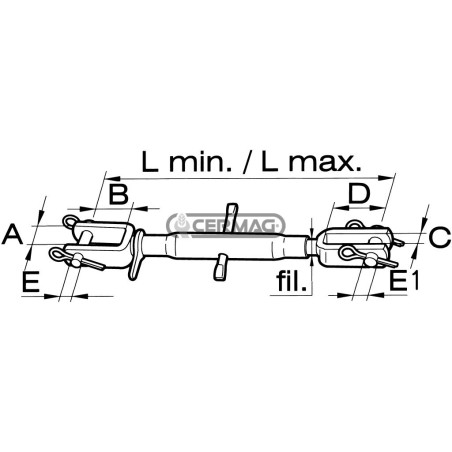 Braccio laterale di sollevamento registrabile Min - Max - L 380 - 530 mm 50109