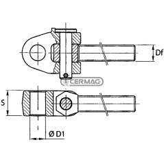 Forcella con tirante filettato e perno Foro 28 mm Filetto M30x3 Sinistro 51110