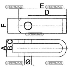 Forcella per bracci di sollevamento idraulici Diametro 22 mm Larghezza interna 23 mm 51081
