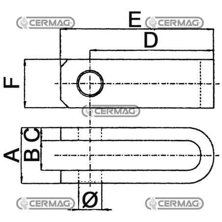 Forcella per bracci di sollevamento idraulici Diametro 24 mm Larghezza interna 45 mm 51093
