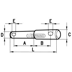 Pasador doble para soldar. Diámetro 22/28x190 mm. 50140