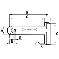 Pasador de horquilla de barra de acoplamiento ajustable Diámetro 19x77 mm 50574