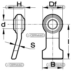 Soporte de rótula doblada tipo FIAT 1000-1300, orificio de 37,4 mm, 50401