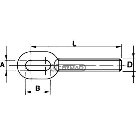 Threaded tie rod with slotted head for sleeves Thread D M18x2.5 Right 50527
