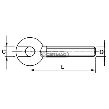 Threaded rod with round head for C-sleeves 16 mm Thread D M20x2.5 Left 50520