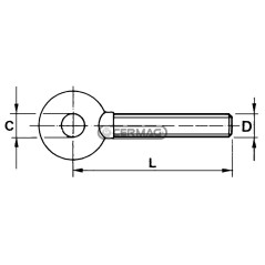 Threaded rod with round head for C-sleeves 20 mm Thread D M22x2.5 Left 50522