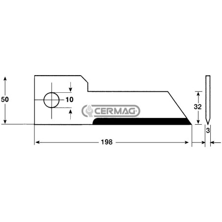 Contro coltello liscio Dimensioni 198x50-32x3 mm 45922 | NewgardenAgri.com