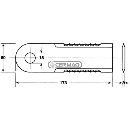 Coltello per trinciapaglia dentato Dimensioni 173x50x3 mm 45926 | NewgardenAgri.com