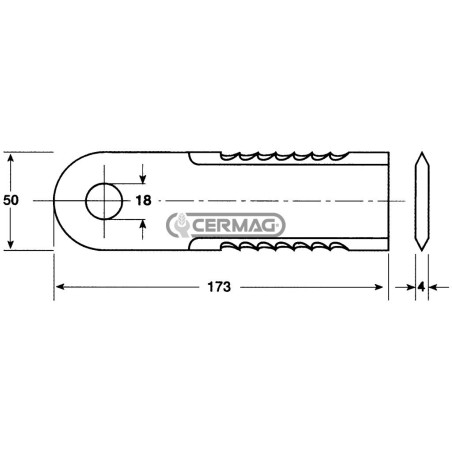 Coltello per trinciapaglia dentato Dimensioni 173x50x4 mm 45927 | NewgardenAgri.com