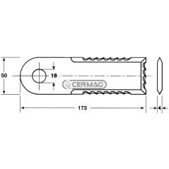 Coltello per trinciapaglia dentato Dimensioni 173x50x4 mm 45929 | NewgardenAgri.com