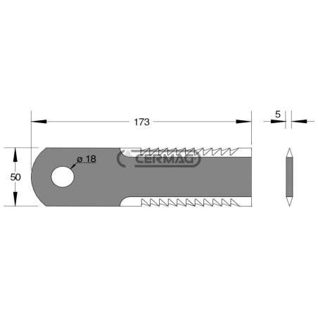 Coltello per trinciapaglia dentato Dimensioni 173x50x5 mm 46230 | NewgardenAgri.com