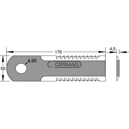 Coltello per trinciapaglia dentato Dimensioni 176x50x4.5 mm 46231 | NewgardenAgri.com