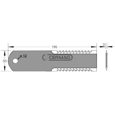 Coltello per trinciapaglia dentato Dimensioni 195x50x3 mm 46232 | NewgardenAgri.com