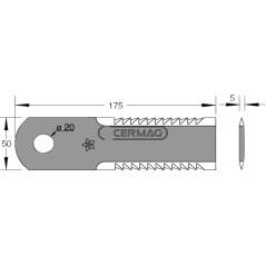 Coltello per trinciapaglia dentato Dimensioni 175x50x5 mm 46237 | NewgardenAgri.com