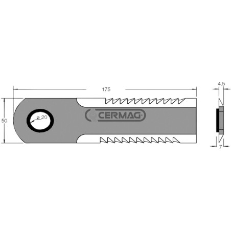 Coltello per trinciapaglia dentato Dimensioni 175x50x4.5 mm 46239 | NewgardenAgri.com