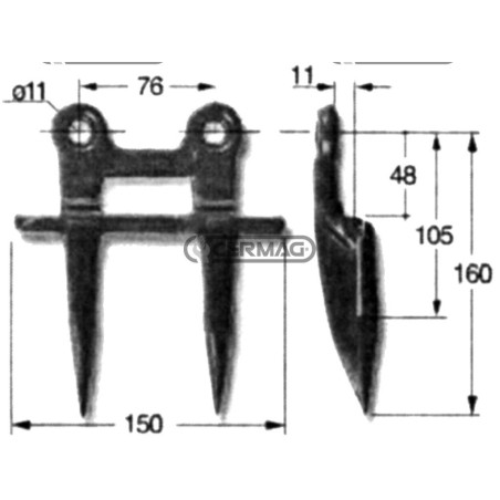 DENTE doppio finale PER MIETITREBBIE NAZIONALI ED ESTERE (lato testa lama) 45555 MadeinItaly | NewgardenAgri.com