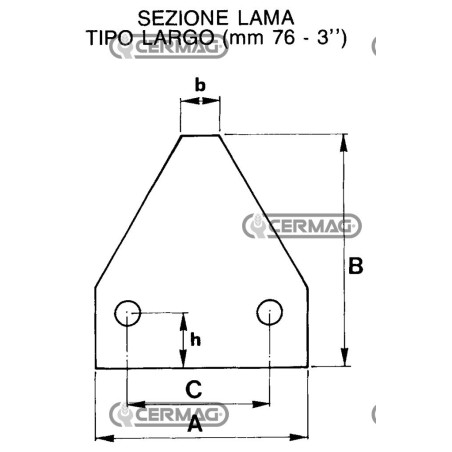 Sezione lama 3" a 3 fori Piatto 3" - 88x3 mm Tipo Rigata - Svasata sotto 45820