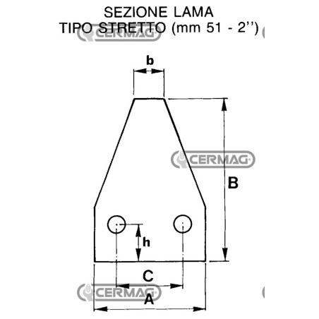 Sezione lama 2" a 2 fori Piatto 2" - 84x3 mm Tipo Rigata 45858