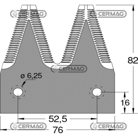 Sezione lama doppia 3" a 2 fori Piatto 3" - 82x2.7 mm Tipo Rigata - Svasata sotto 46218