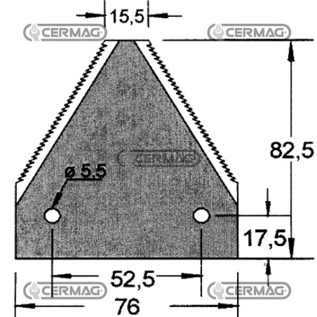 Sezione lama per mietitrebbia Piatto 3" - 82.5x3 mm Tipo Rigata sotto 45145