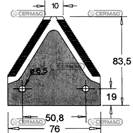Sezione lama per mietitrebbia Piatto 3" - 83.5x2.7 mm Tipo Rigata sopra 45165