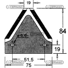 Sezione lama per mietitrebbia Piatto 3" - 84x2 mm Tipo Rigata sopra 45193